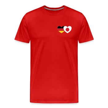 Deutschland Japan Flagge Herz - Männer Premium Bio T-Shirt - Rot - Vorne - Damien (186cm)