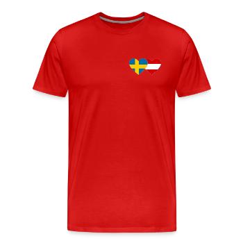 Schweden Österreich Flagge Herz - Männer Premium Bio T-Shirt - Rot - Vorne - Damien (186cm)