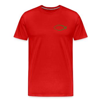 Ichtus poisson vert foncé - T-shirt bio Premium Homme - rouge - Devant - Damien (186cm)