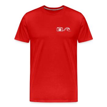 Photographie de surf sur les vagues avec caméra - T-shirt bio Premium Homme - rouge - Devant - Damien (186cm)
