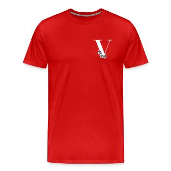 Point (V) - Men's Premium Organic T-Shirt - red - Front - Damien (186cm)