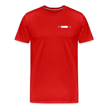Herzpfeil Banner weiß - Männer Premium Bio T-Shirt - Rot - Vorne - Damien (186cm)