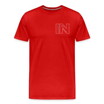 Live in peace - Men's Premium Organic T-Shirt - red - Front - Damien (186cm)