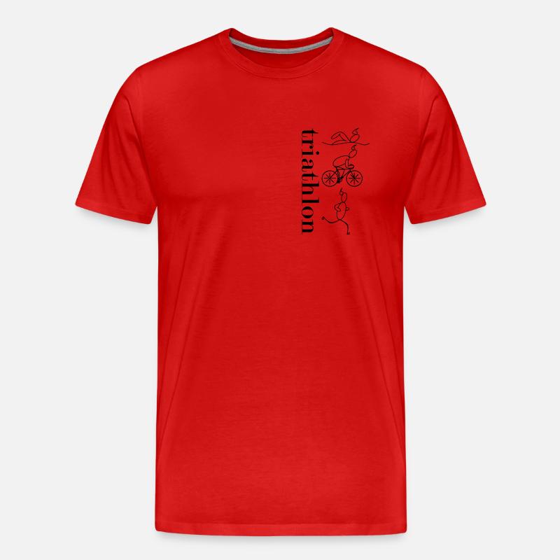 Triathlon - vertikal - Männer Premium Bio T-Shirt - Rot