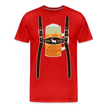 Lederhose & Bier - Männer Premium Bio T-Shirt - Rot - Vorne - Damien (186cm)