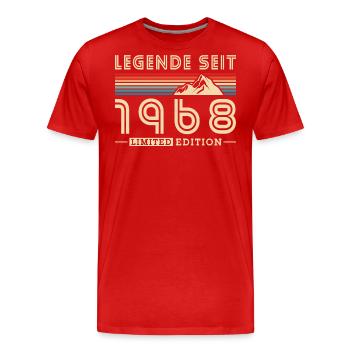 Geboren 1968 Jahrgang Berge Vintage Geburtstag - Männer Premium Bio T-Shirt - Rot - Vorne - Damien (186cm)