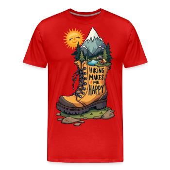 Wandern macht mich glücklich - Männer Premium Bio T-Shirt - Rot - Vorne - Damien (186cm)
