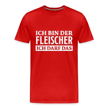 Fleischer Spruch Metzger Lustig Fleischer Geschenk - Männer Premium Bio T-Shirt - Rot - Vorne - Damien (186cm)