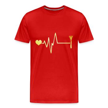 Razor Blade Pulse Heart Love - Men's Premium Organic T-Shirt - red - Front - Damien (186cm)