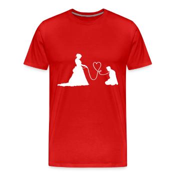 Wedding Couple Newlyweds Funny - Men's Premium Organic T-Shirt - red - Front - Damien (186cm)