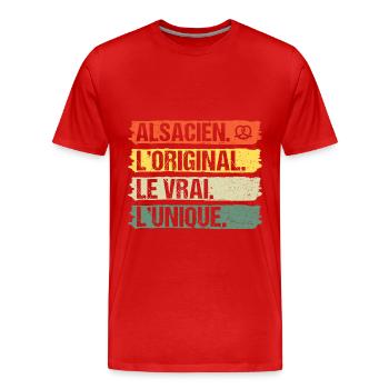 Alsacien l' original humour Alsace cadeau vintage - T-shirt bio Premium Homme - rouge - Devant - Damien (186cm)