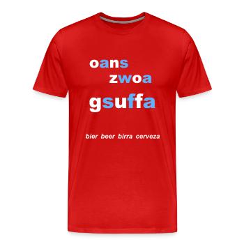 bayerischer Trinkspruch, Bierzelt - Männer Premium Bio T-Shirt - Rot - Vorne - Damien (186cm)