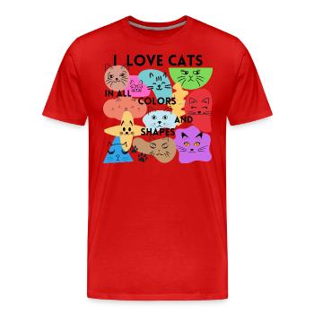 I Love Cats in all Colors and Shapes - Männer Premium Bio T-Shirt - Rot - Vorne - Damien (186cm)