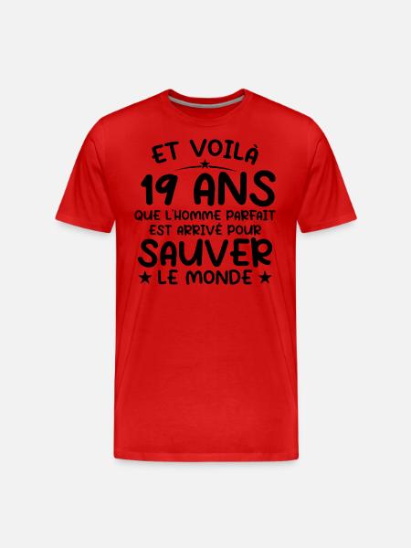 19 Jahre altes Geburtstagsgeschenk 19 Jahre alte Männer - Männer Premium Bio T-Shirt - Rot