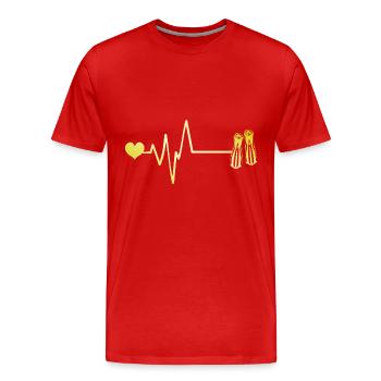 Diving fins pulse heart - Men's Premium Organic T-Shirt - red - Front - Damien (186cm)