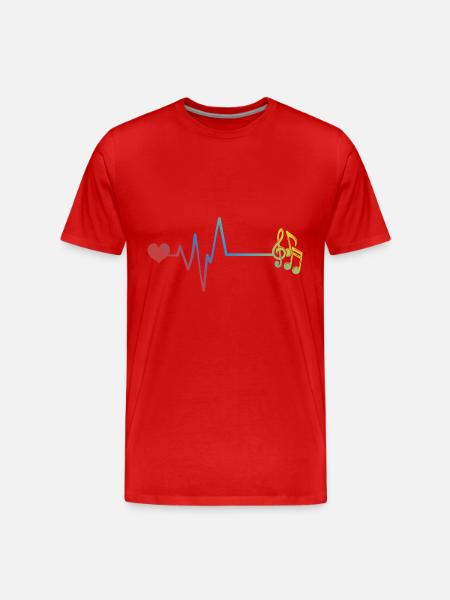 Musical Notes: Pulse, Heartbeat - Men's Premium Organic T-Shirt - red