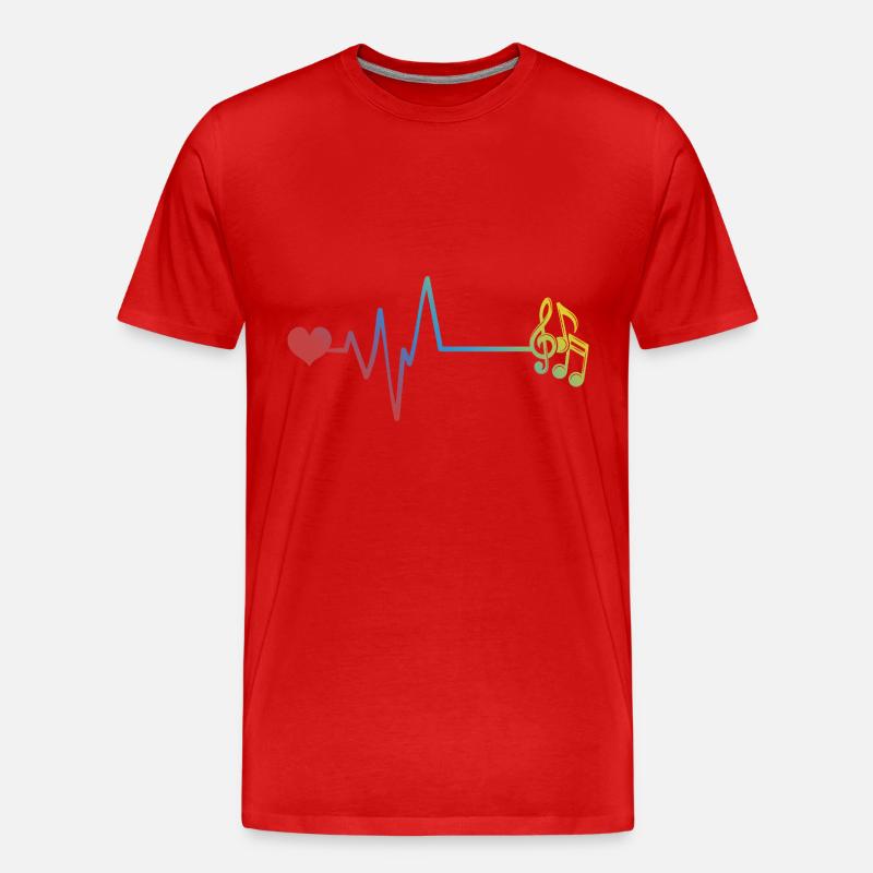 Musical Notes: Pulse, Heartbeat - Men's Premium Organic T-Shirt - red