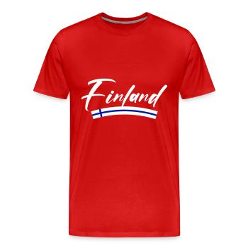 Finnland Fahne - Männer Premium Bio T-Shirt - Rot - Vorne - Damien (186cm)