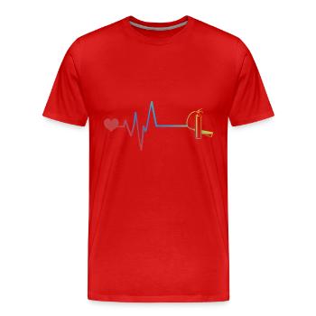 Extincteur pulsation battement de cœur pompiers - T-shirt bio Premium Homme - rouge - Devant - Damien (186cm)