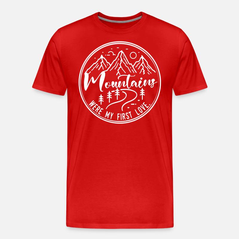 Mountains were my first love - Männer Premium Bio T-Shirt - Rot