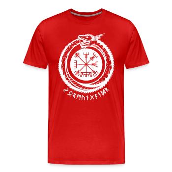 Jörmungandr avec boussole viking - T-shirt bio Premium Homme - rouge - Devant - Damien (186cm)