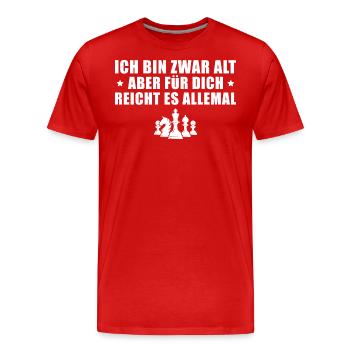 Schach Ich bin zwar alt Schachspieler - Männer Premium Bio T-Shirt - Rot - Vorne - Damien (186cm)