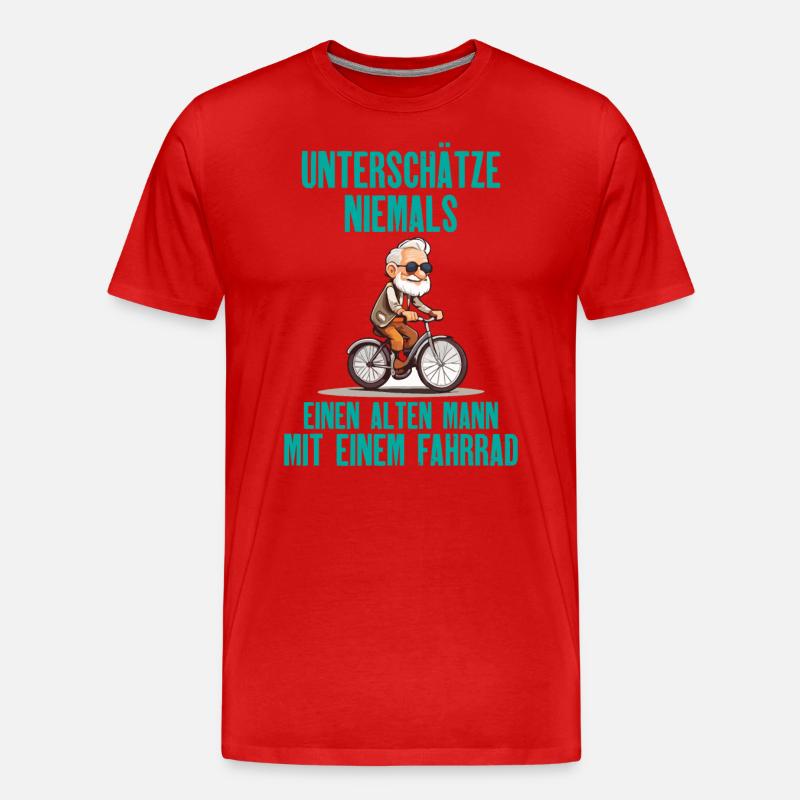 Fahrrad - Alten Mann - Männer Premium Bio T-Shirt - Rot