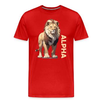 Alpha Löwe - Männer Premium Bio T-Shirt - Rot - Vorne - Damien (186cm)