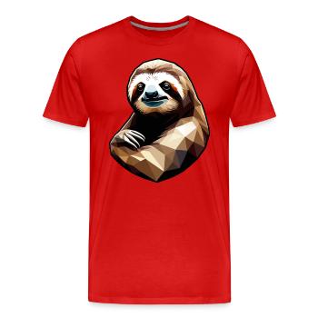 Sloth Faultier Polygon - Männer Premium Bio T-Shirt - Rot - Vorne - Damien (186cm)
