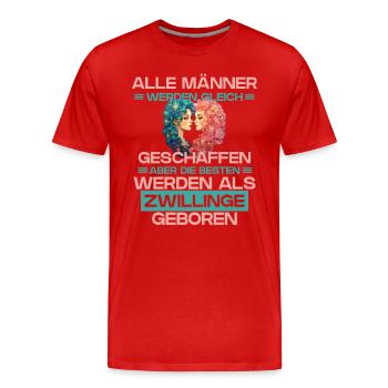 Sternzeichen Zwillinge - Männer Premium Bio T-Shirt - Rot - Vorne - Damien (186cm)