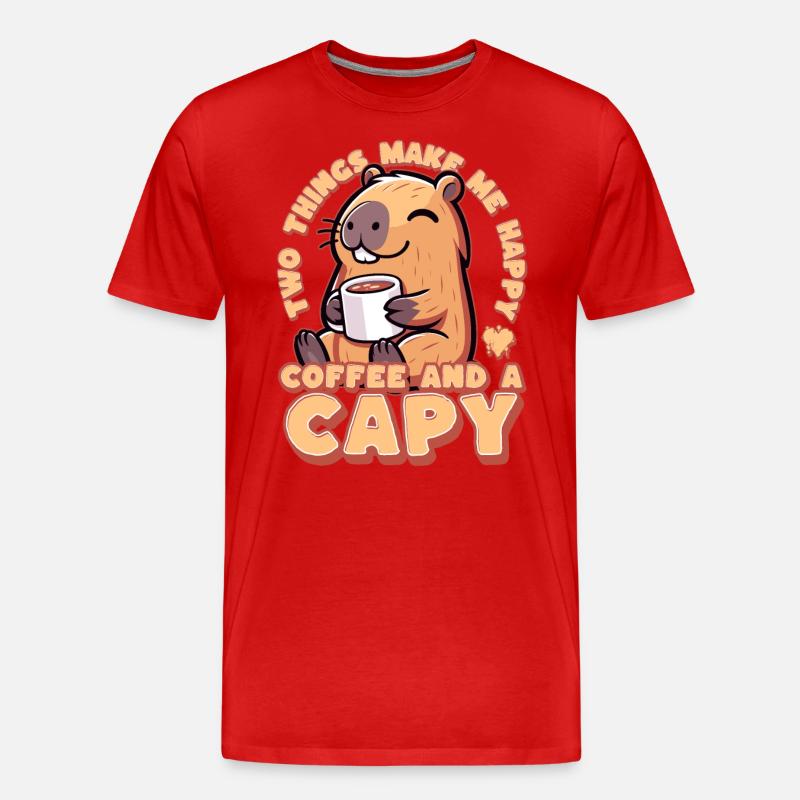 Kaffee Capybara - Coffeebara - Capyrista - Capycin - Männer Premium Bio T-Shirt - Rot