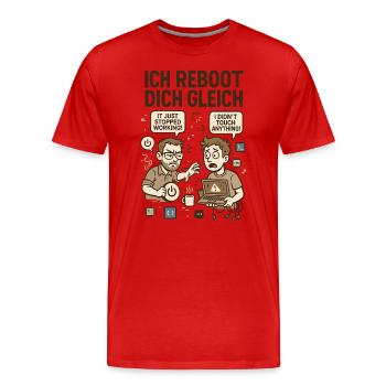 Ich reboot dich gleich – Vintage - Männer Premium Bio T-Shirt - Rot - Vorne - Damien (186cm)