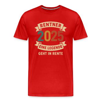 Legende geht 2025 in Rente - Männer Premium Bio T-Shirt - Rot - Vorne - Damien (186cm)