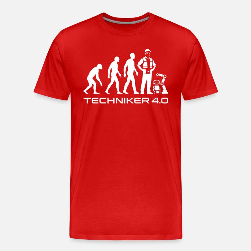Techniker 4.0 Evolution - Männer Premium Bio T-Shirt - Rot