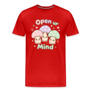 Open ur Mind – Süße Pilze - Männer Premium Bio T-Shirt - Rot - Vorne - Damien (186cm)