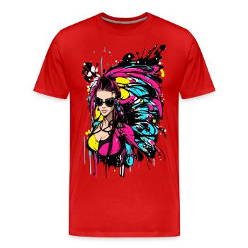 Colorful woman wearing sunglasses - Men's Premium Organic T-Shirt - red - Front - Damien (186cm)