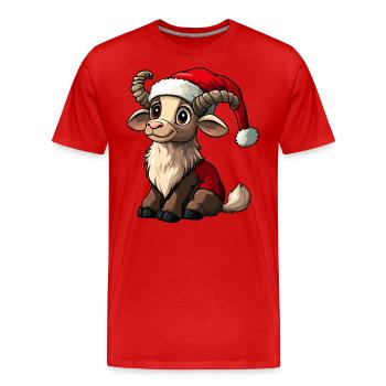 Steinböcke Weihnachten / Weihnachtsmann Steinbock - Männer Premium Bio T-Shirt - Rot - Vorne - Damien (186cm)
