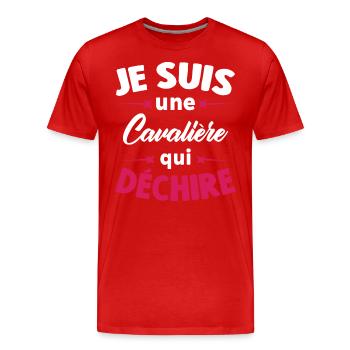 Je Suis Une Cavalière Qui Déchire - T-shirt bio Premium Homme - rouge - Devant - Damien (186cm)