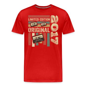 Millésime 2017 - Citation d’anniversaire rétro 2017 - T-shirt bio Premium Homme - rouge - Devant - Damien (186cm)