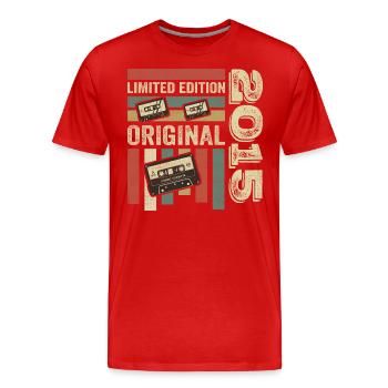 Millésime 2015 - Citation d’anniversaire rétro 2015 - T-shirt bio Premium Homme - rouge - Devant - Damien (186cm)