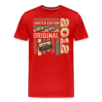 Millésime 2012 - Citation d’anniversaire rétro 2012 - T-shirt bio Premium Homme - rouge - Devant - Damien (186cm)