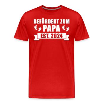 Werdender Vater 2024 Befördert zum Papa - Männer Premium Bio T-Shirt - Rot - Vorne - Damien (186cm)