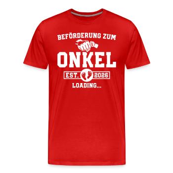 Onkel 2026 Schwangerschaftsverkündung - Männer Premium Bio T-Shirt - Rot - Vorne - Damien (186cm)