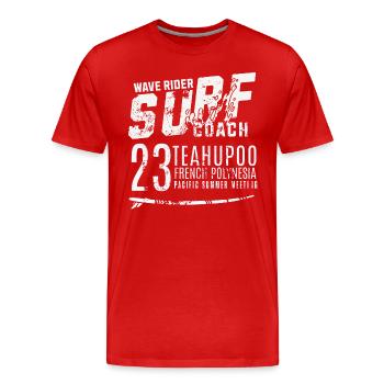 Surftrainer Wellenreiter Teahupoo Tahiti - Männer Premium Bio T-Shirt - Rot - Vorne - Damien (186cm)