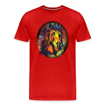 Pferd, Reiten, Dressur, Geschenk, Farbenfroh - Männer Premium Bio T-Shirt - Rot - Vorne - Damien (186cm)