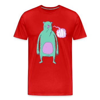 Boom Bear Green - Men's Premium Organic T-Shirt - red - Front - Damien (186cm)