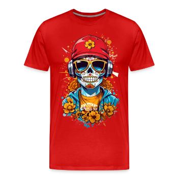 Sugar Skull - Men's Premium Organic T-Shirt - red - Front - Damien (186cm)