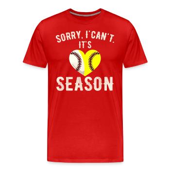 Tut mir leid, dass ich nicht kann, dass es Baseball-Saison ist - Männer Premium Bio T-Shirt - Rot - Vorne - Damien (186cm)