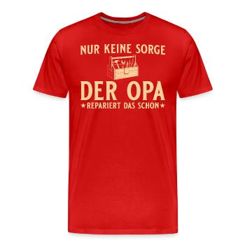 Der Opa repariert das schon Handwerker - Männer Premium Bio T-Shirt - Rot - Vorne - Damien (186cm)