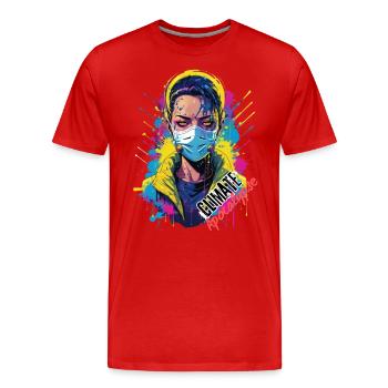 Apocalypse climatique - T-shirt bio Premium Homme - rouge - Devant - Damien (186cm)